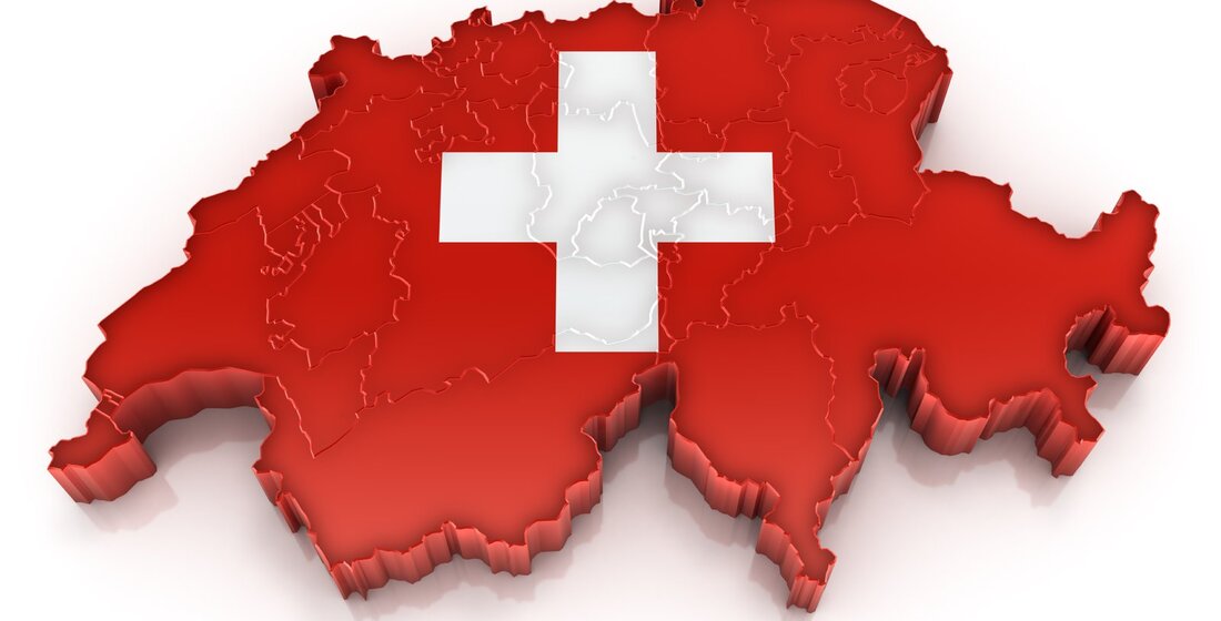 Karte der Schweiz mit Schweizerkreuz